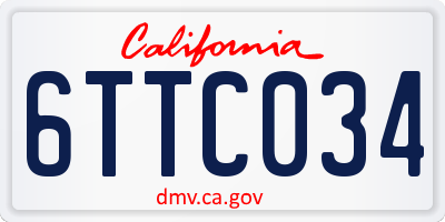 CA license plate 6TTC034