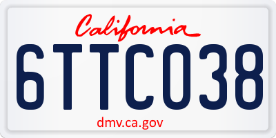CA license plate 6TTC038