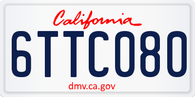 CA license plate 6TTC080