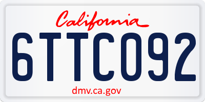 CA license plate 6TTC092