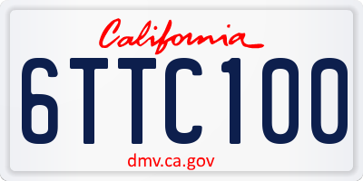 CA license plate 6TTC100