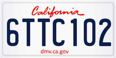 CA license plate 6TTC102