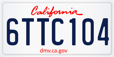 CA license plate 6TTC104