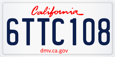 CA license plate 6TTC108