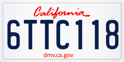 CA license plate 6TTC118