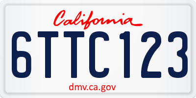 CA license plate 6TTC123