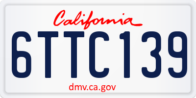 CA license plate 6TTC139