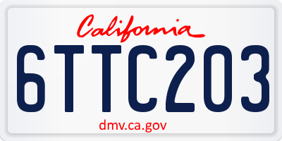 CA license plate 6TTC203
