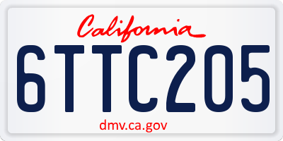 CA license plate 6TTC205