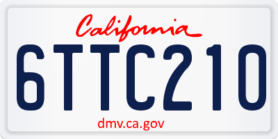 CA license plate 6TTC210