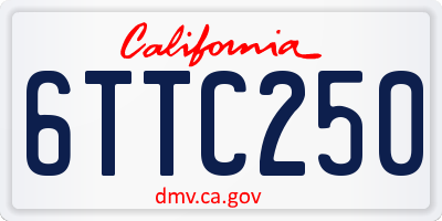 CA license plate 6TTC250