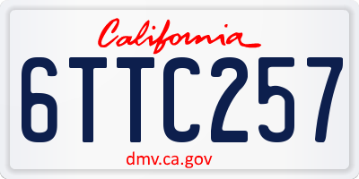 CA license plate 6TTC257