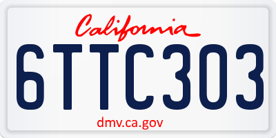 CA license plate 6TTC303