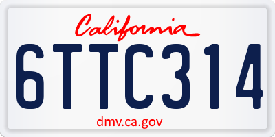 CA license plate 6TTC314