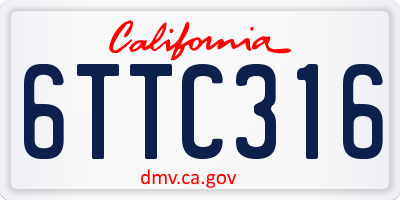 CA license plate 6TTC316