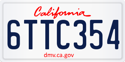 CA license plate 6TTC354