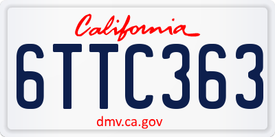 CA license plate 6TTC363