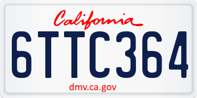 CA license plate 6TTC364