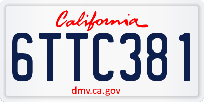 CA license plate 6TTC381