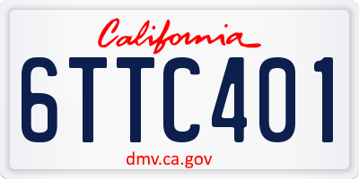 CA license plate 6TTC401