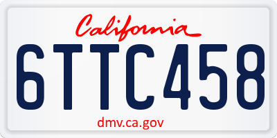 CA license plate 6TTC458