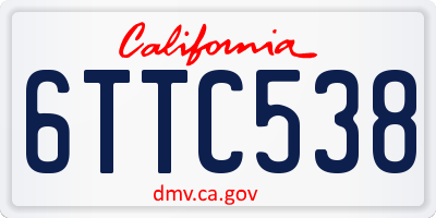 CA license plate 6TTC538