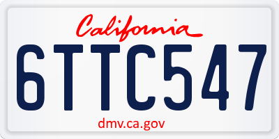 CA license plate 6TTC547