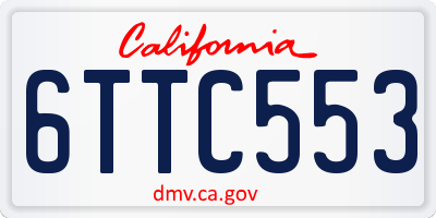 CA license plate 6TTC553