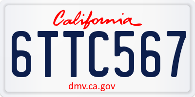 CA license plate 6TTC567