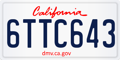 CA license plate 6TTC643