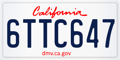 CA license plate 6TTC647