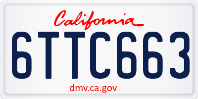 CA license plate 6TTC663