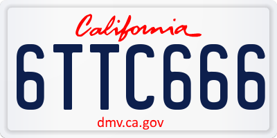 CA license plate 6TTC666