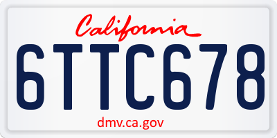 CA license plate 6TTC678