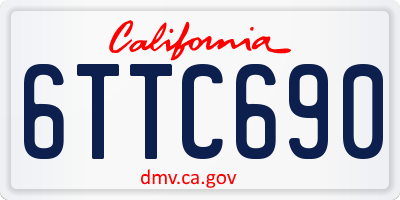 CA license plate 6TTC690