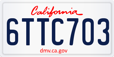 CA license plate 6TTC703