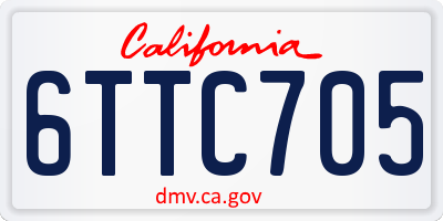 CA license plate 6TTC705