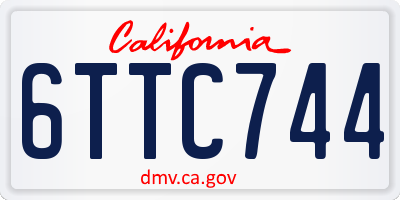 CA license plate 6TTC744