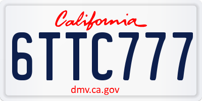 CA license plate 6TTC777