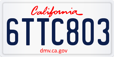 CA license plate 6TTC803