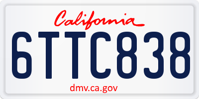 CA license plate 6TTC838