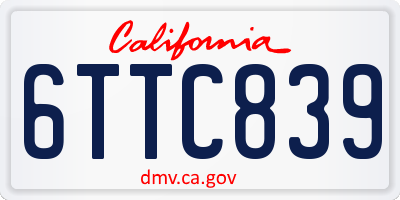CA license plate 6TTC839