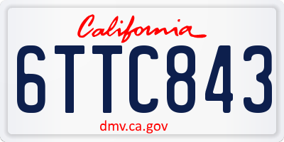 CA license plate 6TTC843