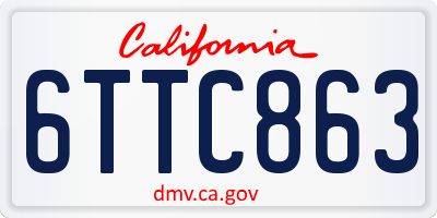 CA license plate 6TTC863