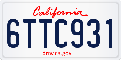 CA license plate 6TTC931
