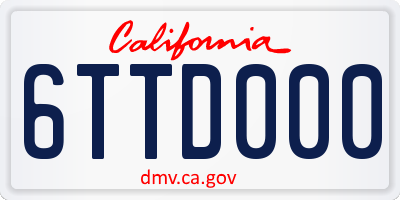 CA license plate 6TTD000