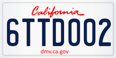 CA license plate 6TTD002