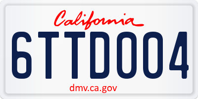 CA license plate 6TTD004