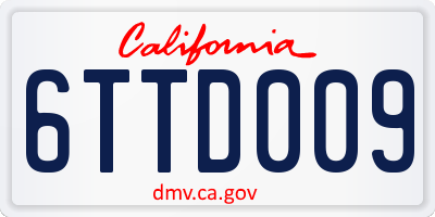CA license plate 6TTD009