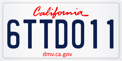 CA license plate 6TTD011